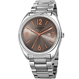 Akribos XXIV Gunmetal Dial Stainless Steel Mens Watch ak957ss