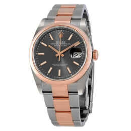 Rolex Datejust 36 Dark Rhodium Dial Mens Steel and 18k Everose Gold Oyster Watch 126201drso