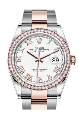 Rolex Datejust 36 White Dial Automatic Mens Steel and 18k Everose Gold Watch Model 126281wro