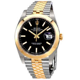 Rolex Datejust 41 Black Dial Steel and 18K Yellow Gold Jubilee Bracelet Mens Watch 126303BKSJ m126303-0014