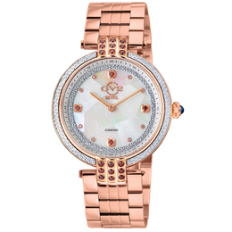 Gevril Matera GV2 by Gevril Diamond Mother of Pearl Dial Ladies Watch 12804B Rose Gold Tone Stainless Steel Case and Bracelet Analog Quartz Movement