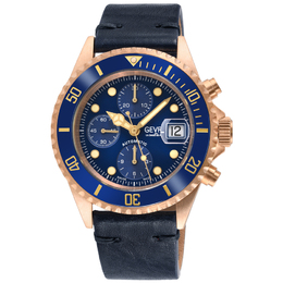 Gevril Wallstreet Chronograph Automatic Blue Dial Mens Watch 4160