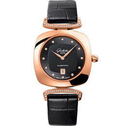 Glashuette Original Pavonina Quartz Diamond Black Dial Ladies Watch 1-03-01-28-05-30