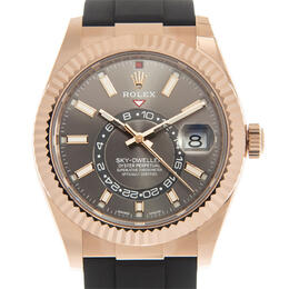 Pre-owned Rolex Sky-Dweller GMT Automatic Dark Rhodium Dial Mens Watch 326235drsr