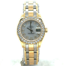 Pre-owned Rolex Datejust Pearlmaster Automatic Diamond Ladies Watch 69298 mdpm