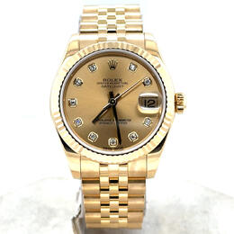 Pre-owned Rolex Datejust Automatic Diamond Champagne Dial Ladies Watch 178278 cdj