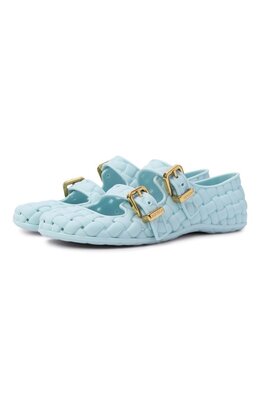 Bottega Veneta: Голубые балетки 