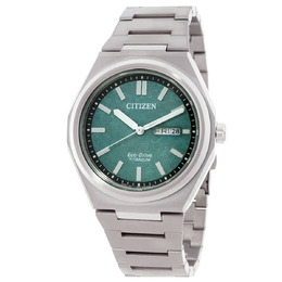 Citizen Zenshin Three-hand Mens Green Dial Watch with Eco-Drive Movement (AW0130-85X)
