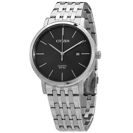 Citizen Quartz Black Dial Stainless Steel Mens Watch bi5070-57h