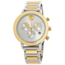 Movado Evolution Chronograph Quartz Silver Dial Two-Tone Ladies Watch 3600885