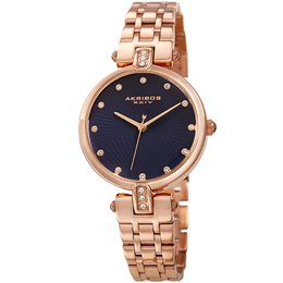 Akribos XXIV Quartz Crystal Blue Dial Ladies Watch ak1085bu