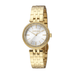 Roberto Cavalli Ladies Quartz Watch Silver Dial Yellow Gold Tone RC5L031M0065
