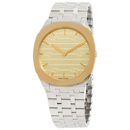 Gucci 25H Quartz Gold Dial Ladies Watch ya163403