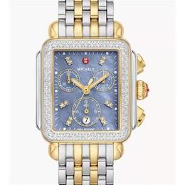 Michele Deco Chronograph Quartz Diamond Blue Dial Ladies Watch mww06a000809