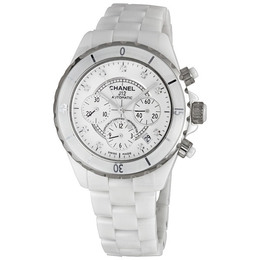 Pre-owned Chanel J12 Chronograph Diamond White Dial Unisex Watch h2009