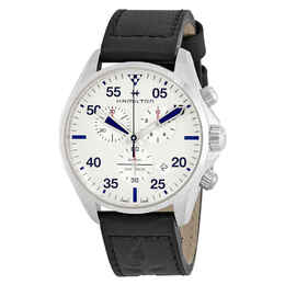Hamilton Khaki Pilot Silver Dial Black Leather Mens Watch h76712751