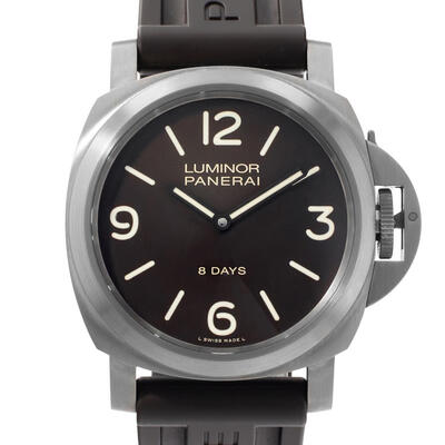 PAM 00562 Pre-Owned Panerai Luminor Base Acciaio Mens Brown Dial Analog Watch (black, arb25653)
