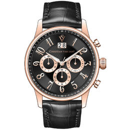 Christian Van Sant Heritage Chronograph Quartz Black Dial Mens Watch cv3944