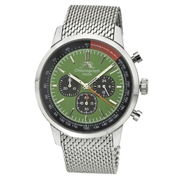 Porsamo Bleu Simon Chronograph Men's Watch 1322CSIS with Analog Display, Green Dial, Silver-tone Case and Bracelet