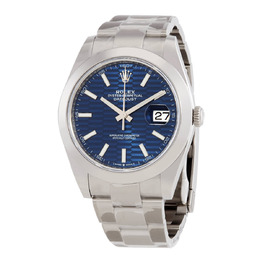 Rolex Datejust 41 Bright Blue Fluted Motif Dial Automatic Mens Oyster Watch m126300-0023