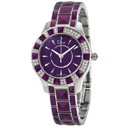 Pre-owned Dior Christal Diamond Crystal Purple Lacquered Dial Ladies Watch cd143115m001