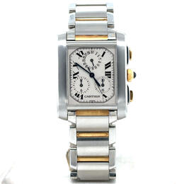 Pre-owned Cartier Tank Francaise Chronograph Quartz Silver Dial Mens Watch w51004q4