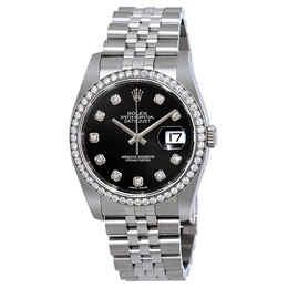 Rolex Oyster Perpetual Datejust 36 Black Dial Stainless Steel Jubilee Bracelet Automatic Ladies Watch 116244bkdj