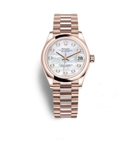 Rolex Datejust 31 Mother of Pearl Diamond Dial Ladies 18 ct Everose Gold Everose Gold President Watch 278245mdp