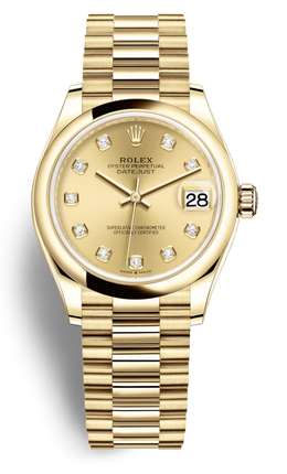Rolex Datejust 31mm Champagne Diamond Dial Automatic Yellow Gold Watch, Model 278248CDP