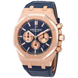 Audemars Piguet Blue Dial Mens Watch 26331OR.OO.D315CR.01: 18K Rose Gold Case, Leather Strap