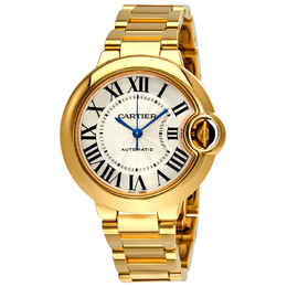 Cartier Ballon Bleu de Cartier 18k Yellow Gold Silvered Opaline Dial Ladies Watch wgbb0005