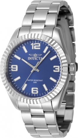 Invicta 47466: Silver-tone Stainless Steel Ladies Quartz Watch with Blue Dial
