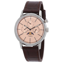 Timex Marlin Quartz Moon Phase Rose Gold Dial Mens Watch tw2w51100
