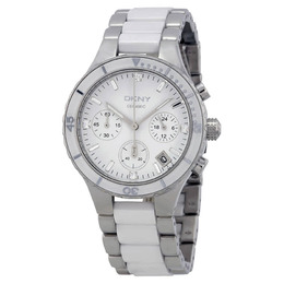 DKNY Chronograph Wite Dial Steel and Ceramic Bracelet Ladies Watch ny8502