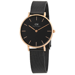 Daniel Wellington DW00100201 - Black Dial Ladies Quartz Watch with Rose Gold Tone