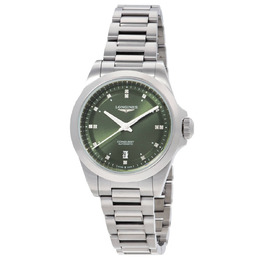 Longines Conquest Automatic Diamond Green Dial Ladies Watch l3.320.4.07.6