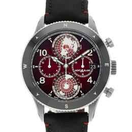 Pre-owned Montblanc 1858 Chronograph Automatic Red Dial Mens Watch 132303