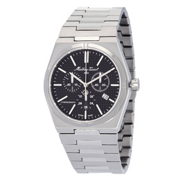 Men's Mathey-Tissot Zoltan Chrono Chronograph Quartz Watch H117CHAN with Black Dial, Silver-tone Stainless Steel Case