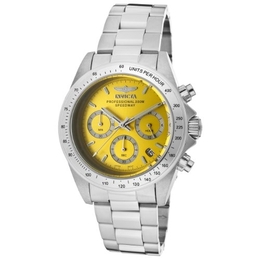 Invicta Speedway Chronograph Yellow Dial Stainless Steel Mens Watch 14383