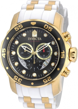 Invicta Pro Diver Chronograph Mother of Pearl White Polyurethane Mens Watch - Ref. No.: 20289