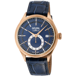 Gevril Empire Automatic Mens Watch Blue Dial Rose Gold-tone Stainless Steel Case 48104