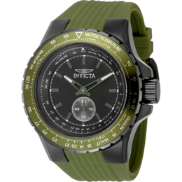 Invicta 49311 Aviator Mens Quartz Watch Gunmetal Case Green Silicone Strap