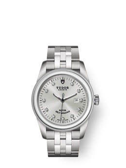 Tudor Glamour Date Automatic Diamond Silver Dial Ladies Watch 53000-0003