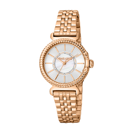Roberto Cavalli Ladies Quartz Fashion Watch RC5L061M0075 - Rose Gold-tone Mother of Pearl Dial
