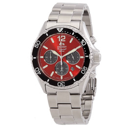 Orient Sports Solar Powered Chronograph Red Dial Mens Watch ra-tx0207r
