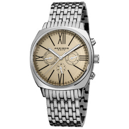 Akribos XXIV Cream Dial Stainless Steel Mens Watch ak636ssw