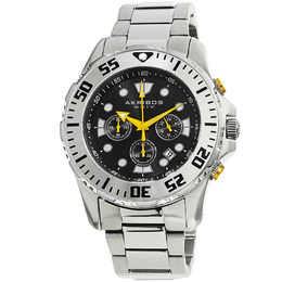 Akribos XXIV Black Dial Stainless Steel Mens Watch ak661ssb