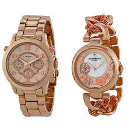 Akribos XXIV Rose Gold Tone Stainless Steel Watch Set AK676RG p50190