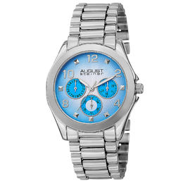 August Steiner Quartz Blue Dial AS8150SS Ladies Watch with Date and Day Display