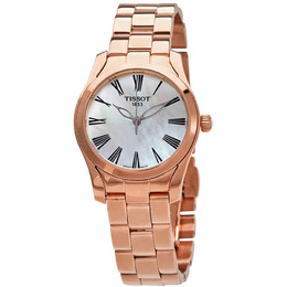 Tissot T-Wave T112.21-30/10 30mm Ladies White Mother of Pearl Dial PVD Rose Gold Stainless Steel Watch